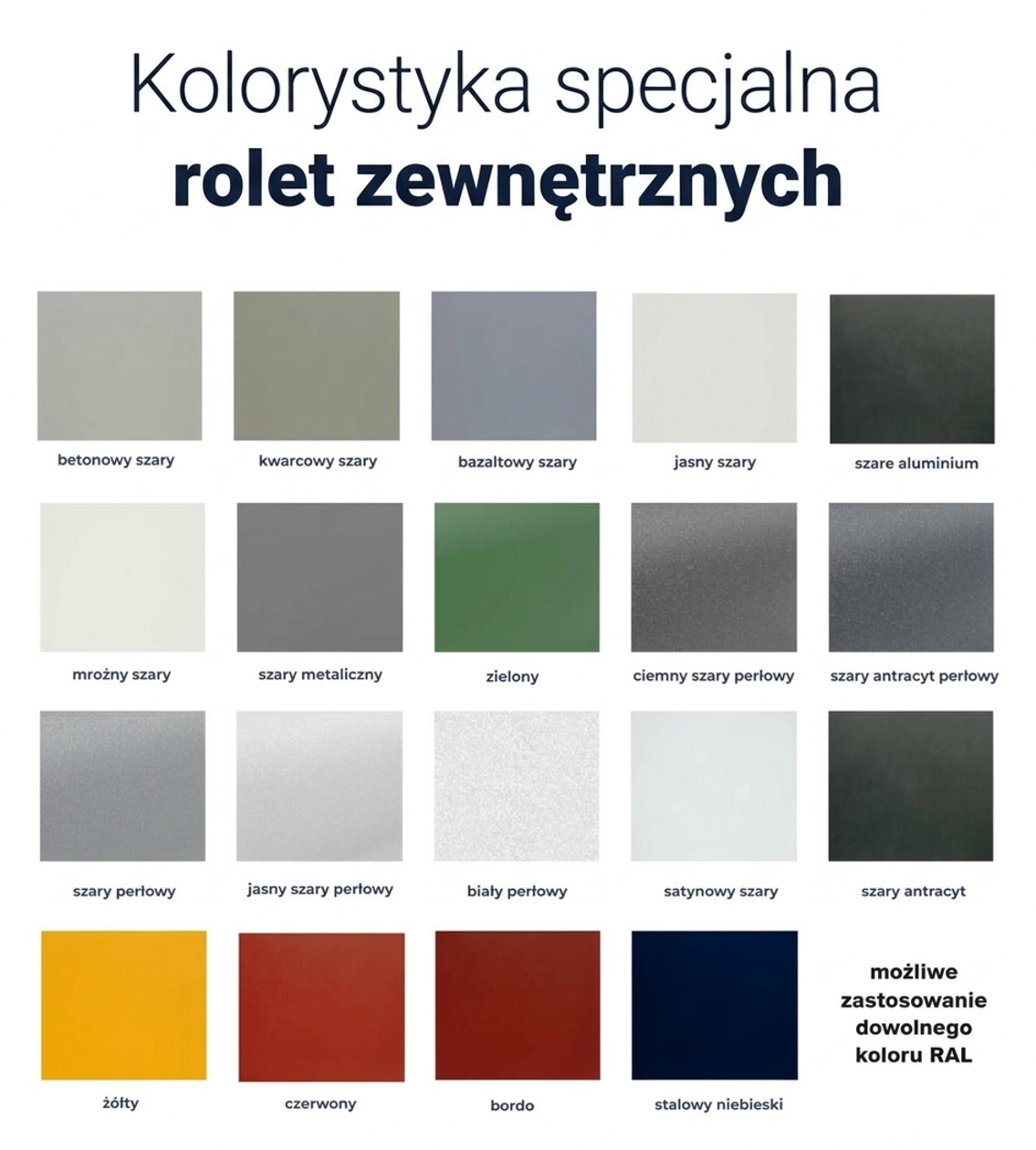 Kolorystyka specjalna rolet zewnętrznych